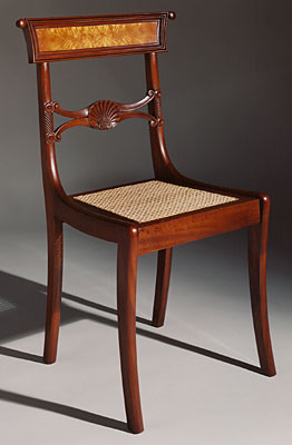 CARIBBEAN SIDE CHAIR, MAHOGANY AND ASPEN CROTCH  (C120)