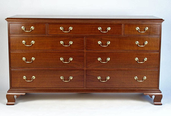 PENNSYLVANIA DOUBLE DRESSER,  TIGER WALNUT, 60W X 20D X 36H  (CH207)