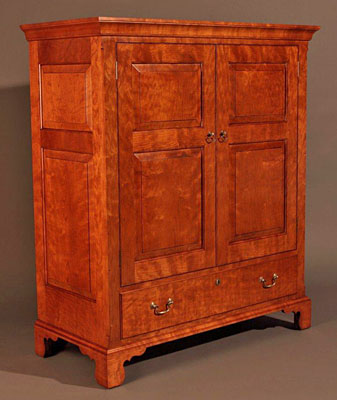 PENNSYLVANIA CUPBOARD OVER DRAWER.  SAME SET CURLY CHERRY.  54H X 44W X 20D (CUP429)